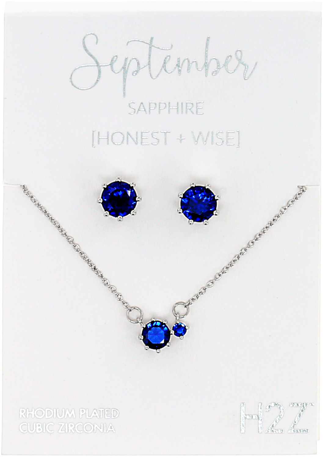 September Sapphire by H2Z - Jewelry - September Sapphire - 16.5"-18.5" Birthstone Jewelry Gift Set