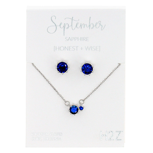 September Sapphire by H2Z - Jewelry - 16.5"-18.5" Birthstone Jewelry Gift Set