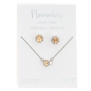 November Light Topaz by H2Z - Jewelry - 16.5"-18.5" Birthstone Jewelry Gift Set