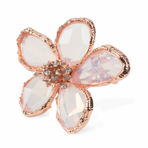 Clear by H2Z Petal Pendants - Size 7 Rose Gold Plated Ring