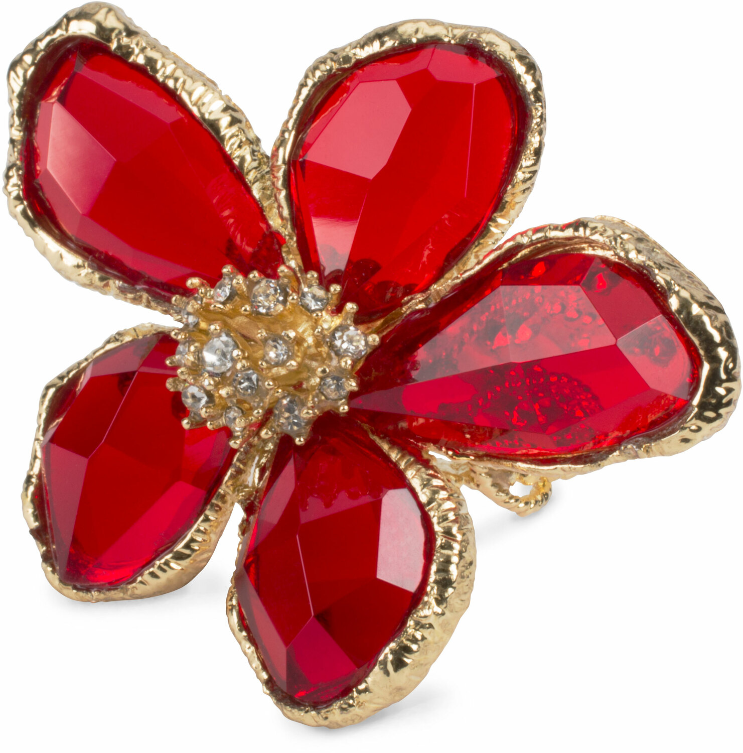 Ruby by H2Z Petal Pendants - Ruby - Size 7 Gold Plated Ring