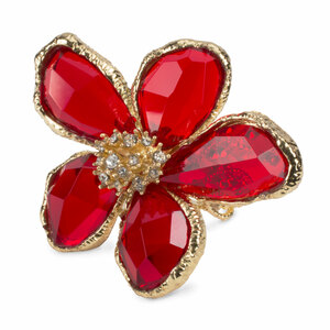 Ruby by H2Z Petal Pendants - Size 7 Gold Plated Ring