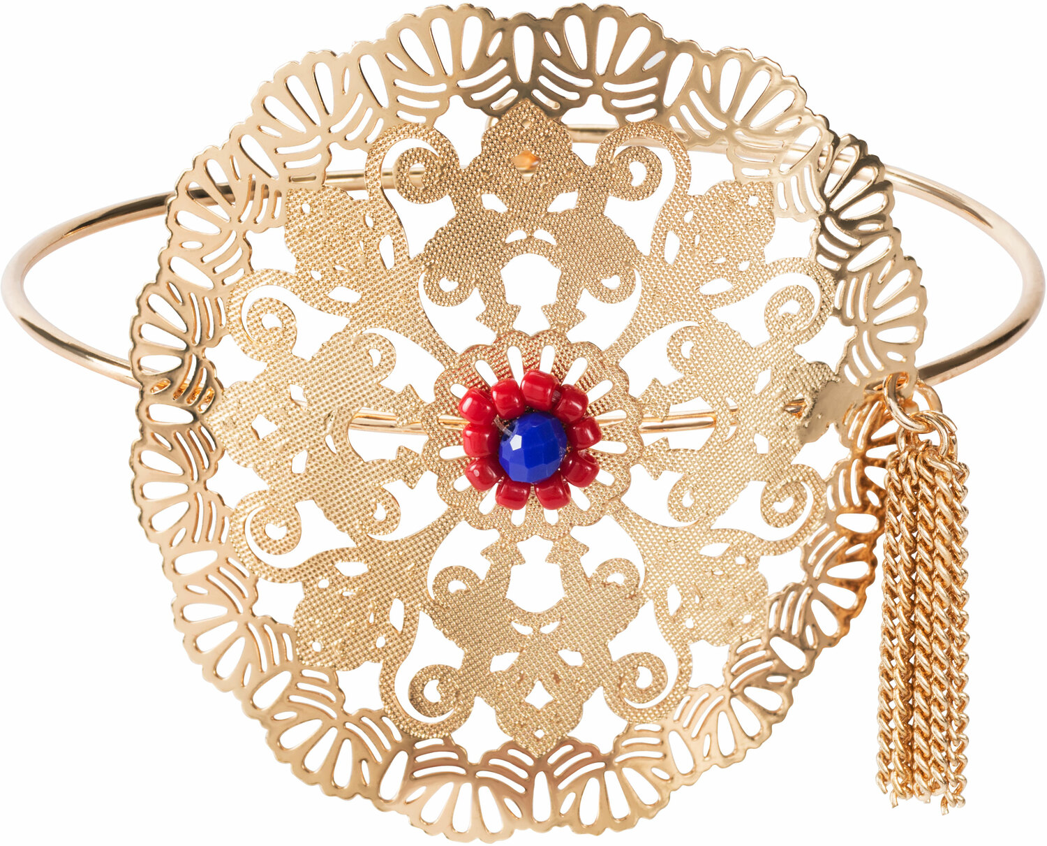 Gold Beaded Crimson by H2Z Filigree Jewelry - Gold Beaded Crimson - Filigree Bangle Bracelet