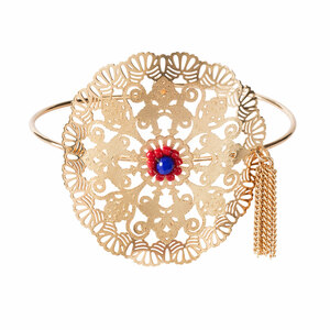 Gold Beaded Crimson by H2Z Filigree Jewelry - Filigree Bangle Bracelet