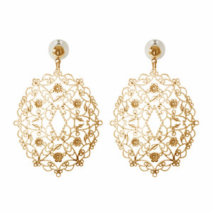 Gold Wreath by H2Z Filigree Jewelry - Filigree Dangle Earring