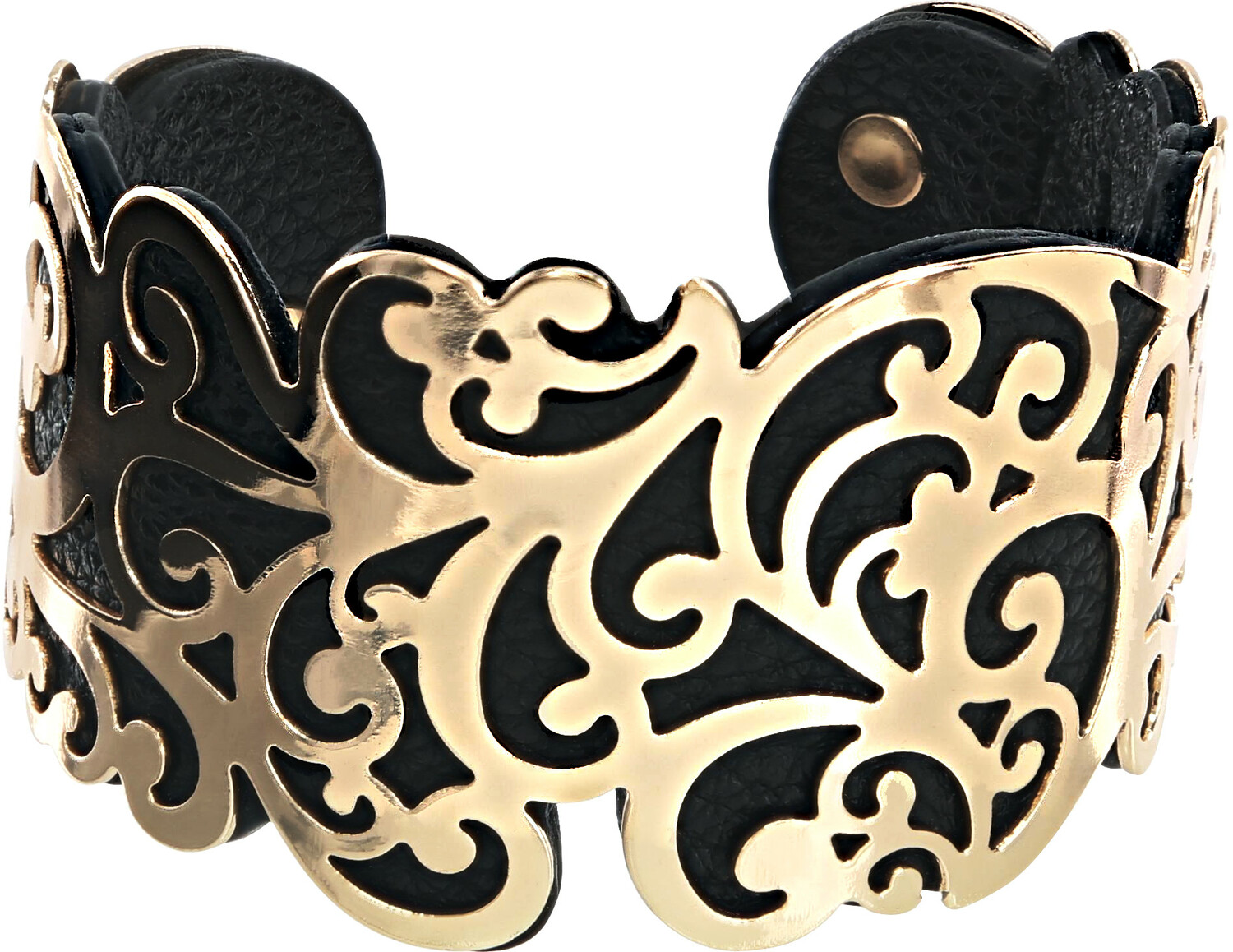 Gold & Black by H2Z Filigree Jewelry - Gold & Black - 1.5" Flourish Cuff Bracelet