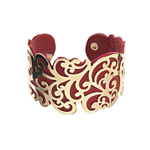 Gold & Red by H2Z Filigree Jewelry - 1.5" Flourish Cuff Bracelet