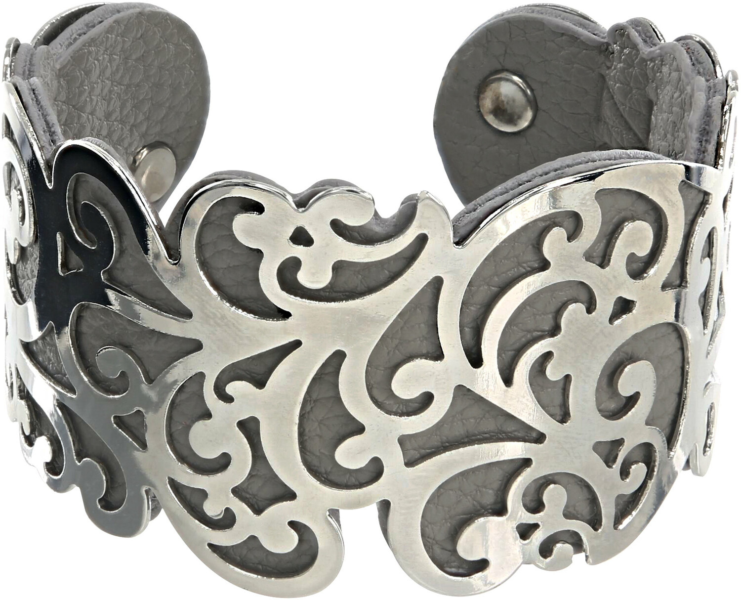 Silver & Gray by H2Z Filigree Jewelry - Silver & Gray - 1.5" Flourish Cuff Bracelet