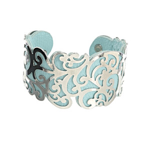 Silver & Aqua by H2Z Filigree Jewelry - 1.5" Flourish Cuff Bracelet