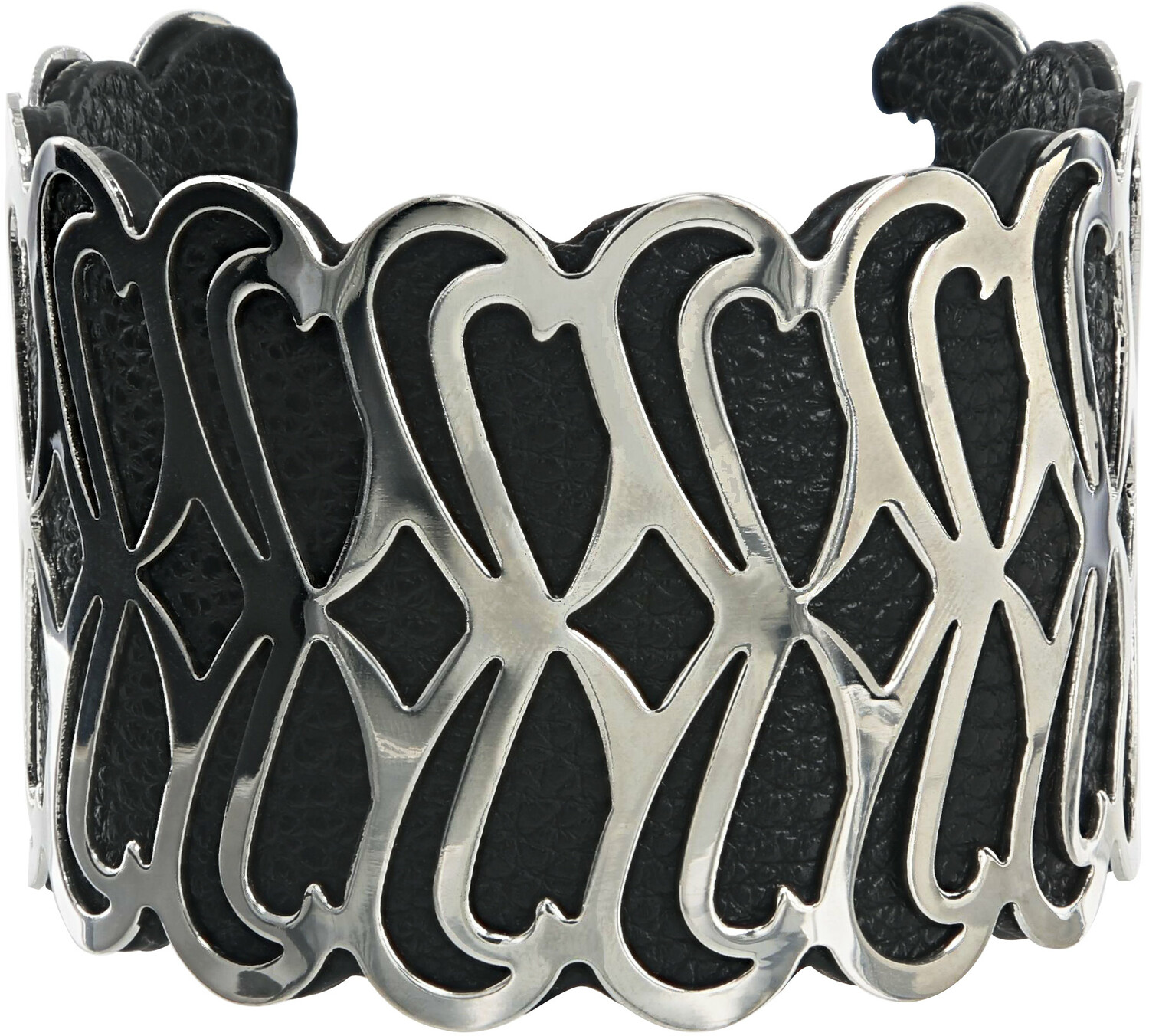 Silver & Black by H2Z Filigree Jewelry - Silver & Black - 2" Infinity Cuff Bracelet