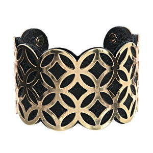 Gold & Black by H2Z Filigree Jewelry - 1.75" Geometric Cuff Bracelet