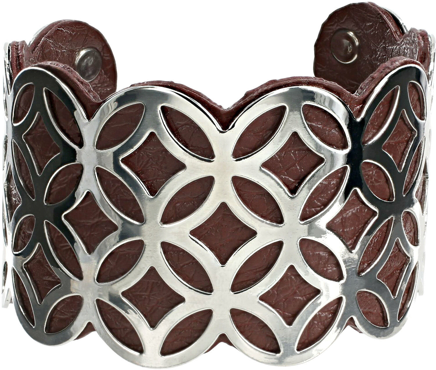 Silver & Chocolate by H2Z Filigree Jewelry - Silver & Chocolate - 1.75" Geometric Cuff Bracelet