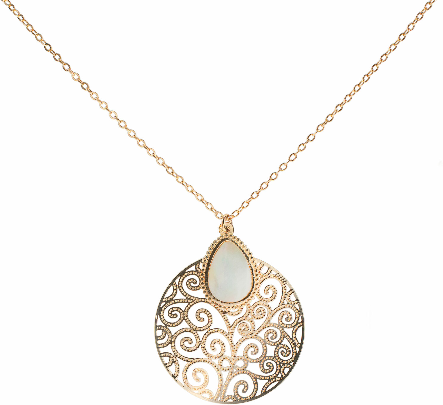 Gold Swirl by H2Z Filigree Jewelry - Gold Swirl - Mother of Pearl Necklace