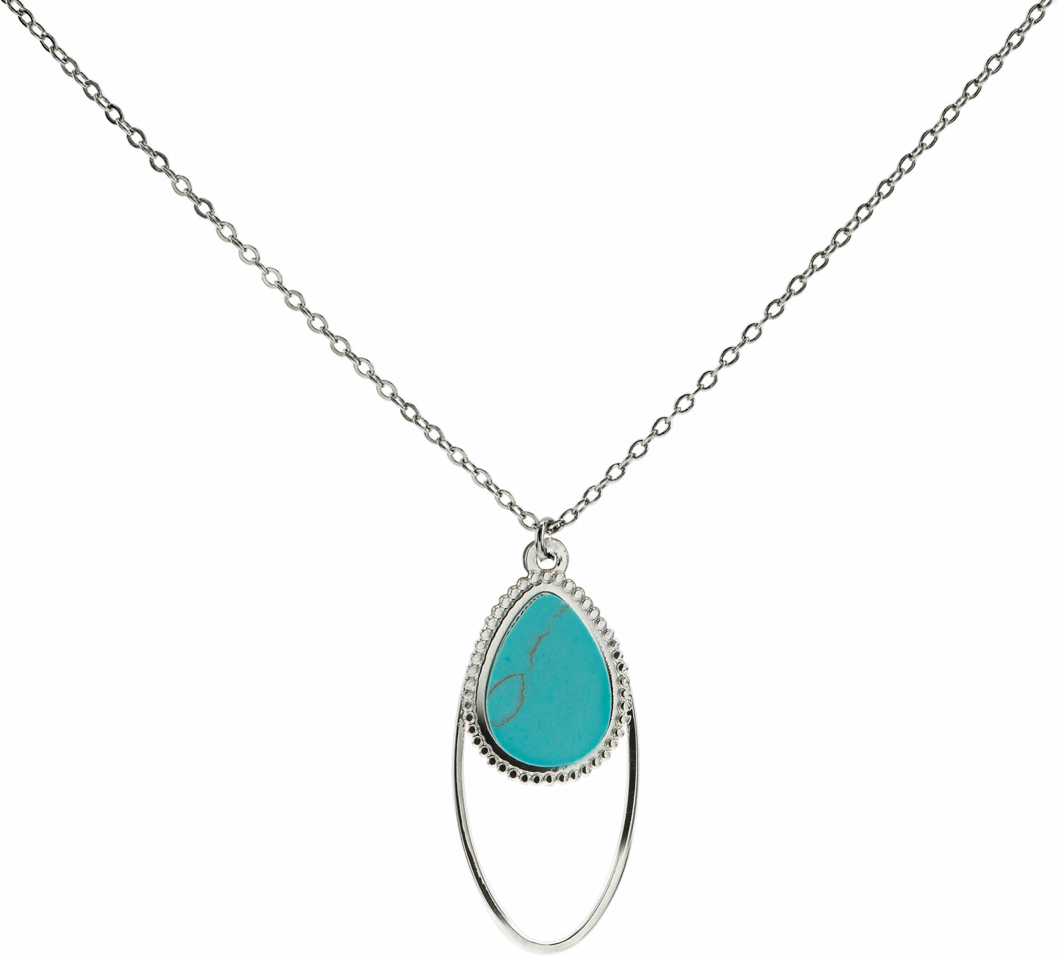 Silver Double Drop by H2Z Filigree Jewelry - Silver Double Drop - Turquoise Necklace