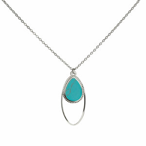 Silver Double Drop by H2Z Filigree Jewelry - Turquoise Necklace