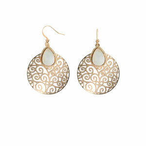 Gold Swirl by H2Z Filigree Jewelry - Mother of Pearl Earrings