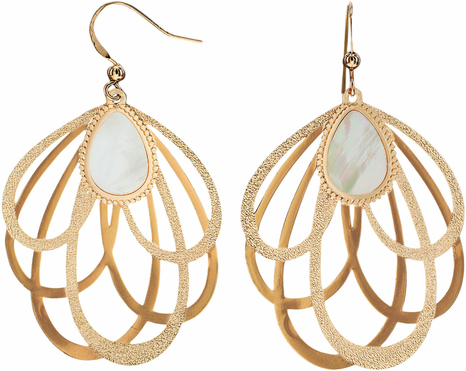 Gold Petal by H2Z Filigree Jewelry - Gold Petal - Mother of Pearl Earrings