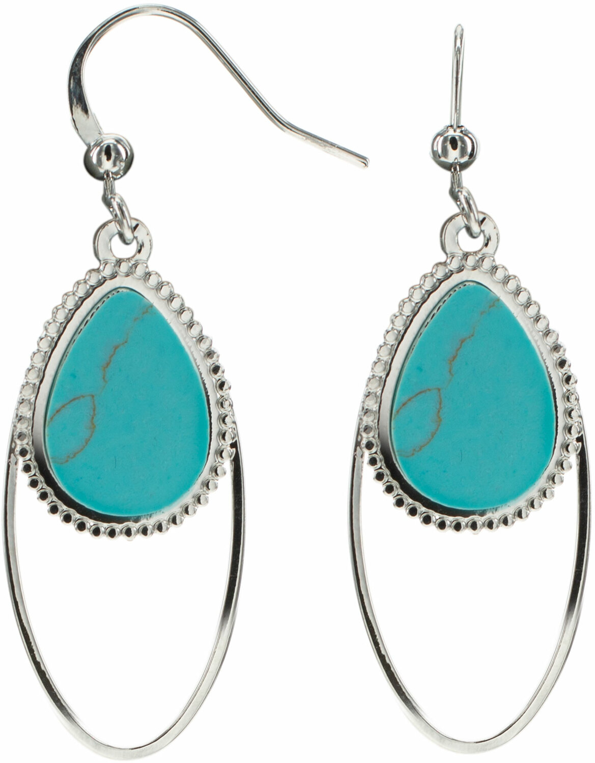 Silver Double Drop by H2Z Filigree Jewelry - Silver Double Drop - Turquoise Earrings
