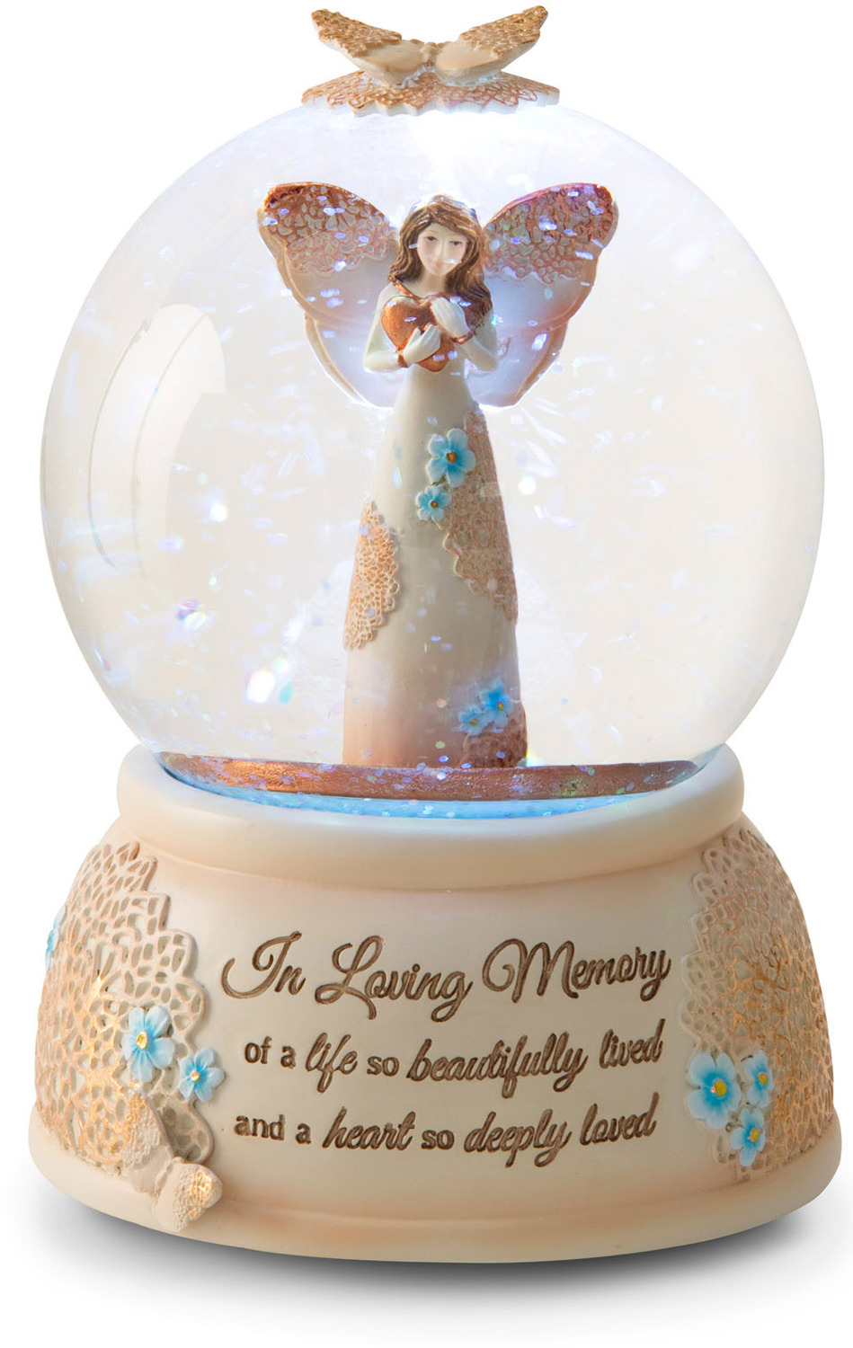In Loving Memory by Light Your Way Memorial - In Loving Memory - LED Lit, Musical Water Globe