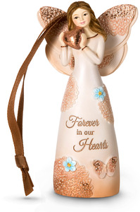 Forever in our Hearts by Light Your Way Memorial - 4.5" Angel Ornament Holding Heart