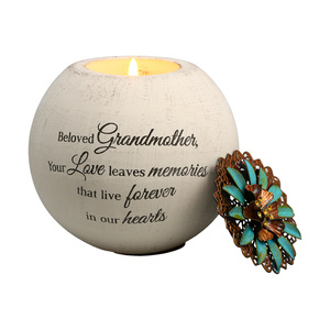Beloved Grandmother by Light Your Way Memorial - 4" Round Tea Light Candle Holder