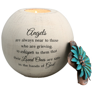 Angels are Near by Light Your Way Memorial - 5" Round Tea Light Candle Holder