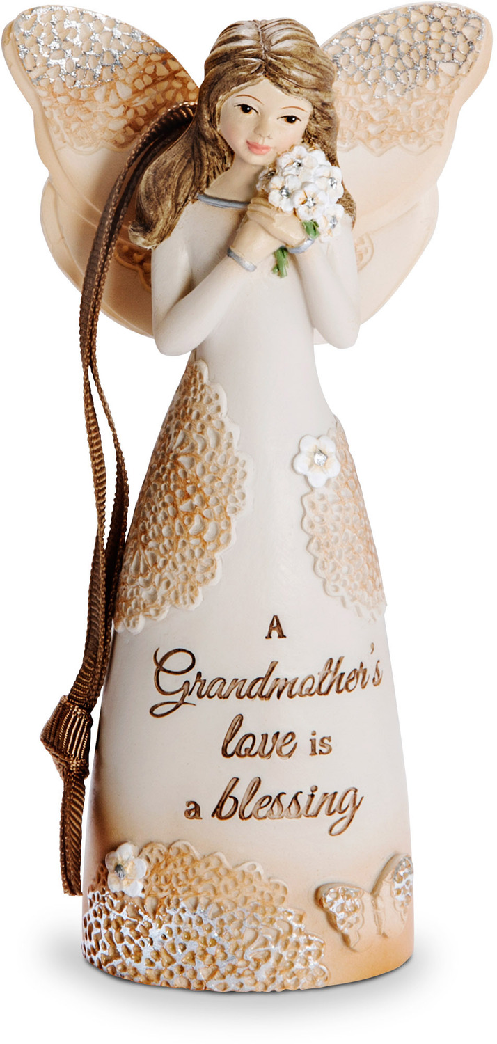 Grandmother by Light Your Way Every Day - Grandmother - 4.5" Angel Ornament Holding Flowers