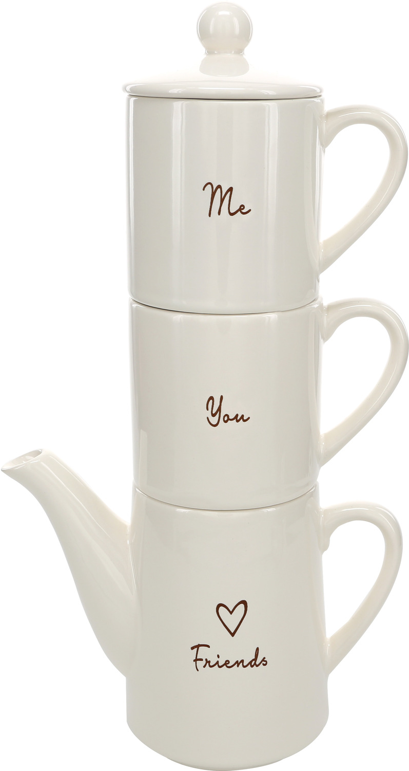 Friends by Comfort Collection - Friends - Tea for Two Set (15 oz Teapot with 2 - 8 oz Cups)