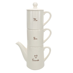 Friends by Comfort Collection - Tea for Two Set (15 oz Teapot with 2 - 8 oz Cups)