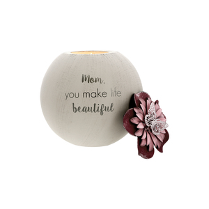 Mom by Comfort Collection - 5" Round Tea Light Candle Holder