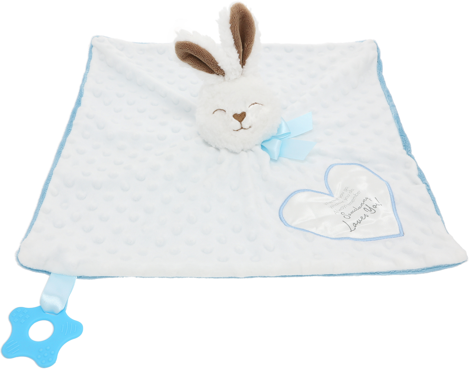 Somebunny Blue Lovey by Comfort Collection - Somebunny Blue Lovey -  Lovey Blanket Bunny with Teether