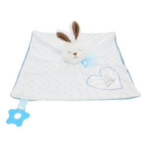 Somebunny Blue Lovey by Comfort Collection -  Lovey Blanket Bunny with Teether
