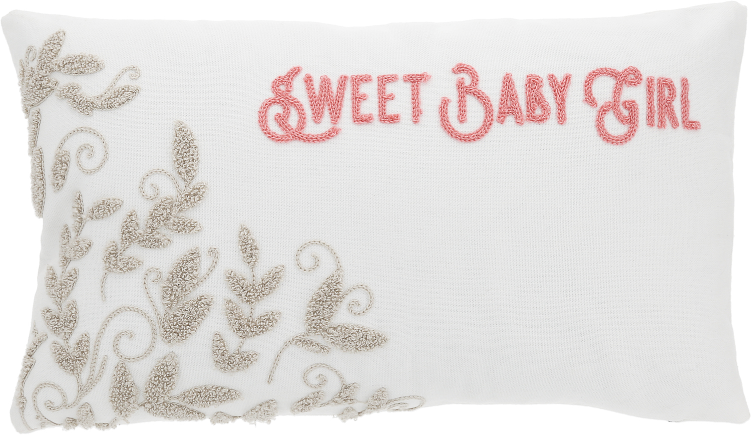 Baby Girl - Vines by Comfort Blanket - Baby Girl - Vines - 16" x 10" Punch Needle Embroidered Pillow