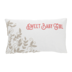 Baby Girl - Vines by Comfort Blanket - 16" x 10" Punch Needle Embroidered Pillow