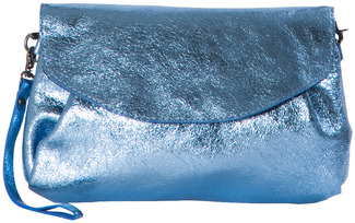 Nicolette Sky Blue by H2Z Metallic Leather Bag - 10" x 6.5" Metallic Leather Purse/Handbag