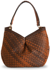 Suzette Chocolate by H2Z Ombre Handbags - 13" x 5" x 14" Woven Ombre Purse/Shoulder Bag