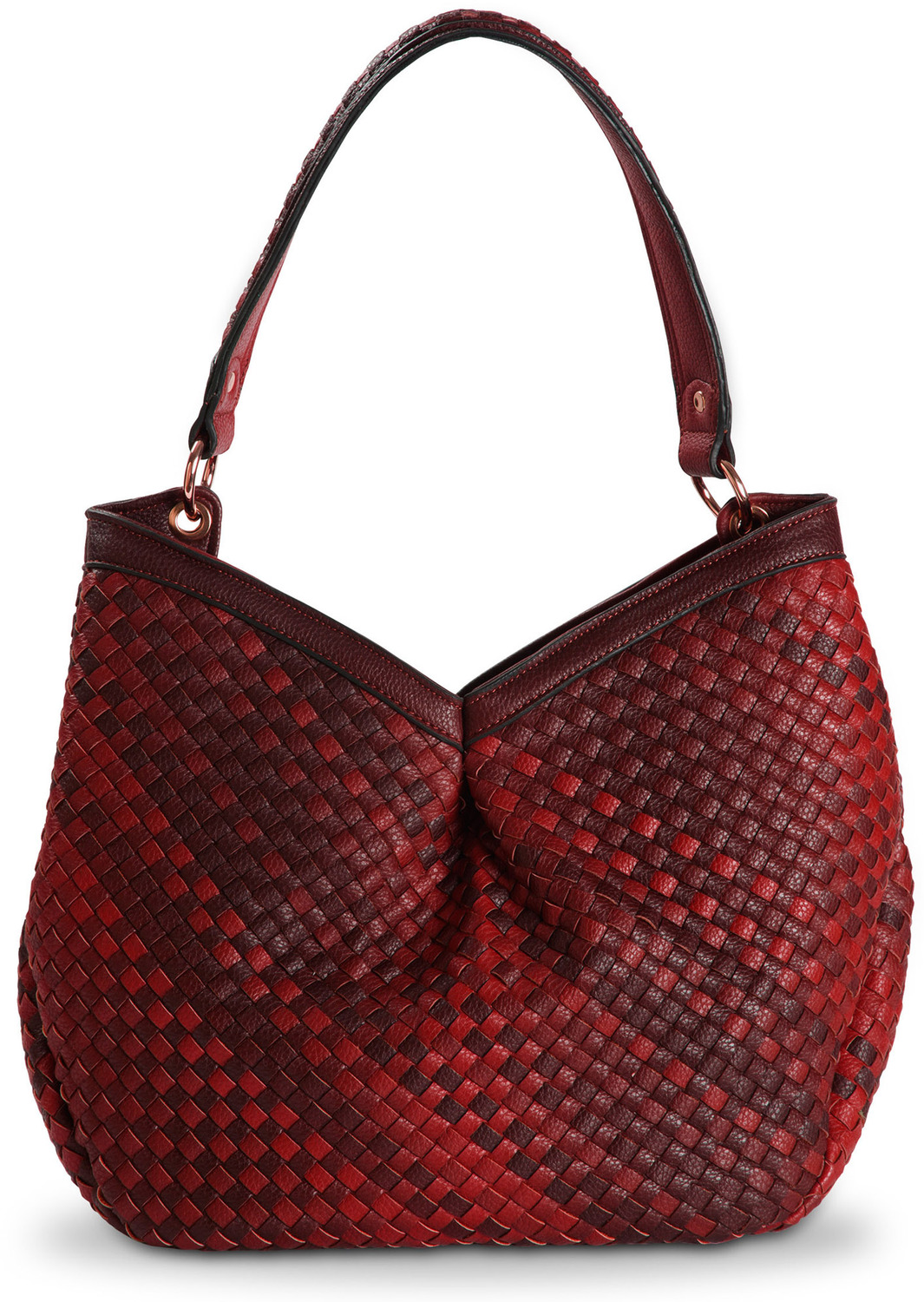 Suzette Marsala by H2Z Ombre Handbags - Suzette Marsala - 13" x 5" x 14" Woven Ombre Purse/Shoulder Bag