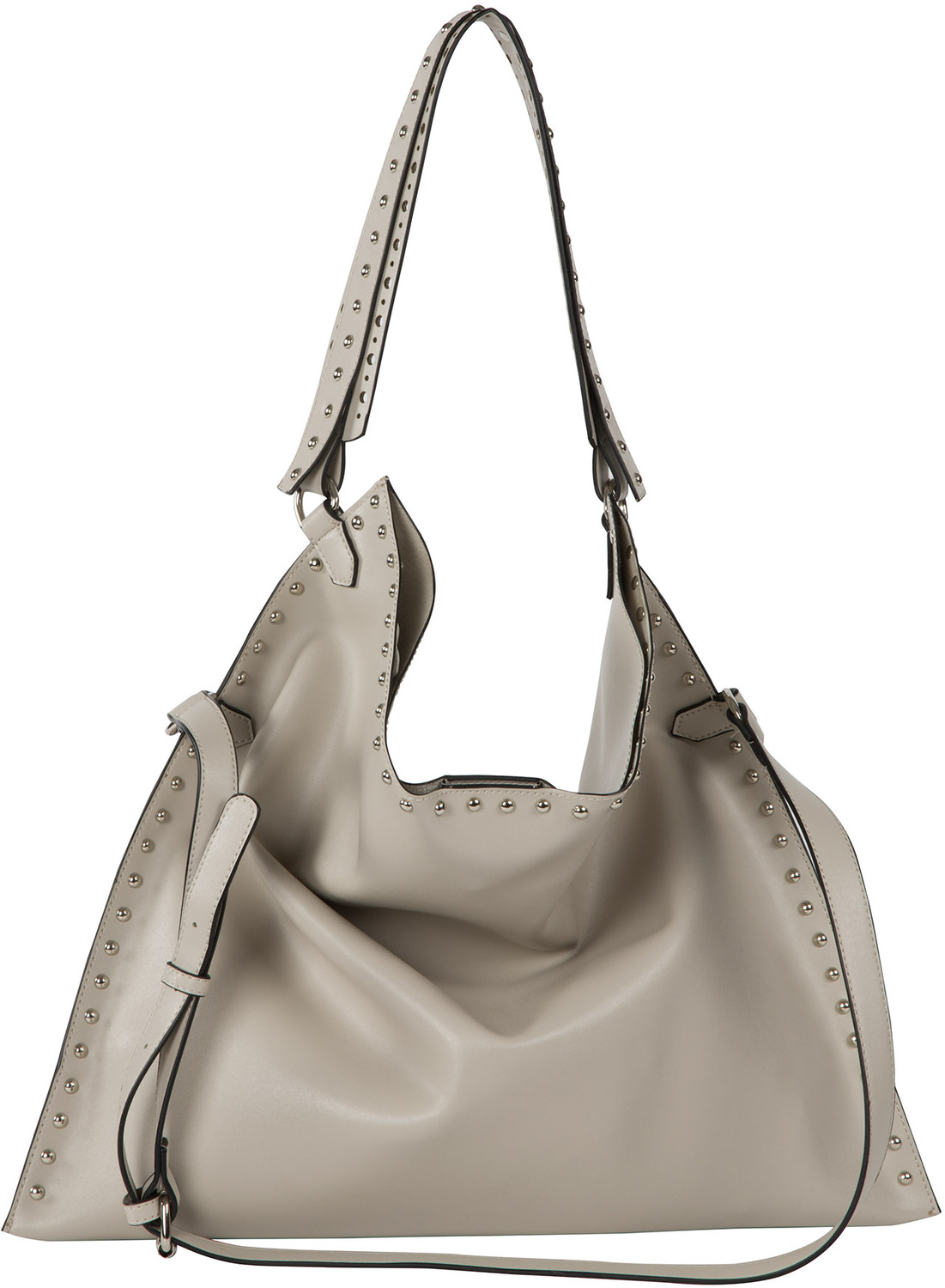 Lorin Gray by H2Z Laser Cut Handbags - Lorin Gray - Gray Studded Slouch Bag