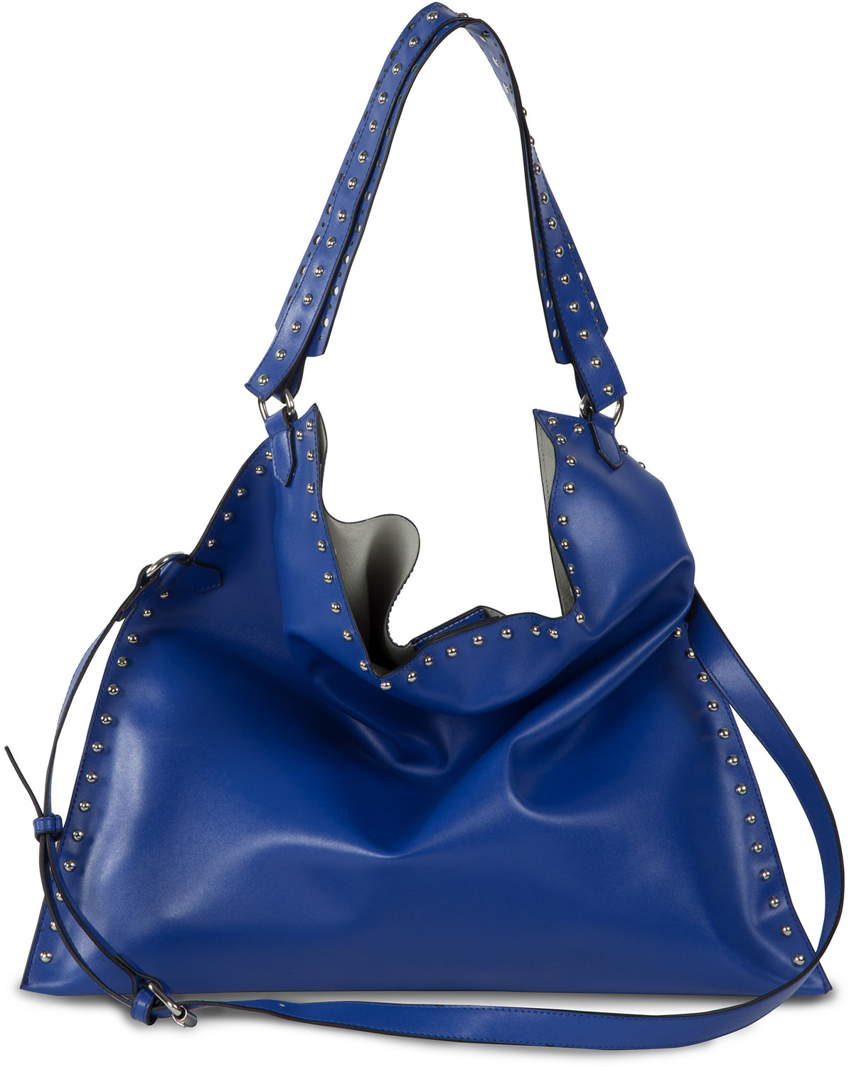 Lorin Cobalt by H2Z Laser Cut Handbags - Lorin Cobalt - Cobalt Studded Slouch Bag