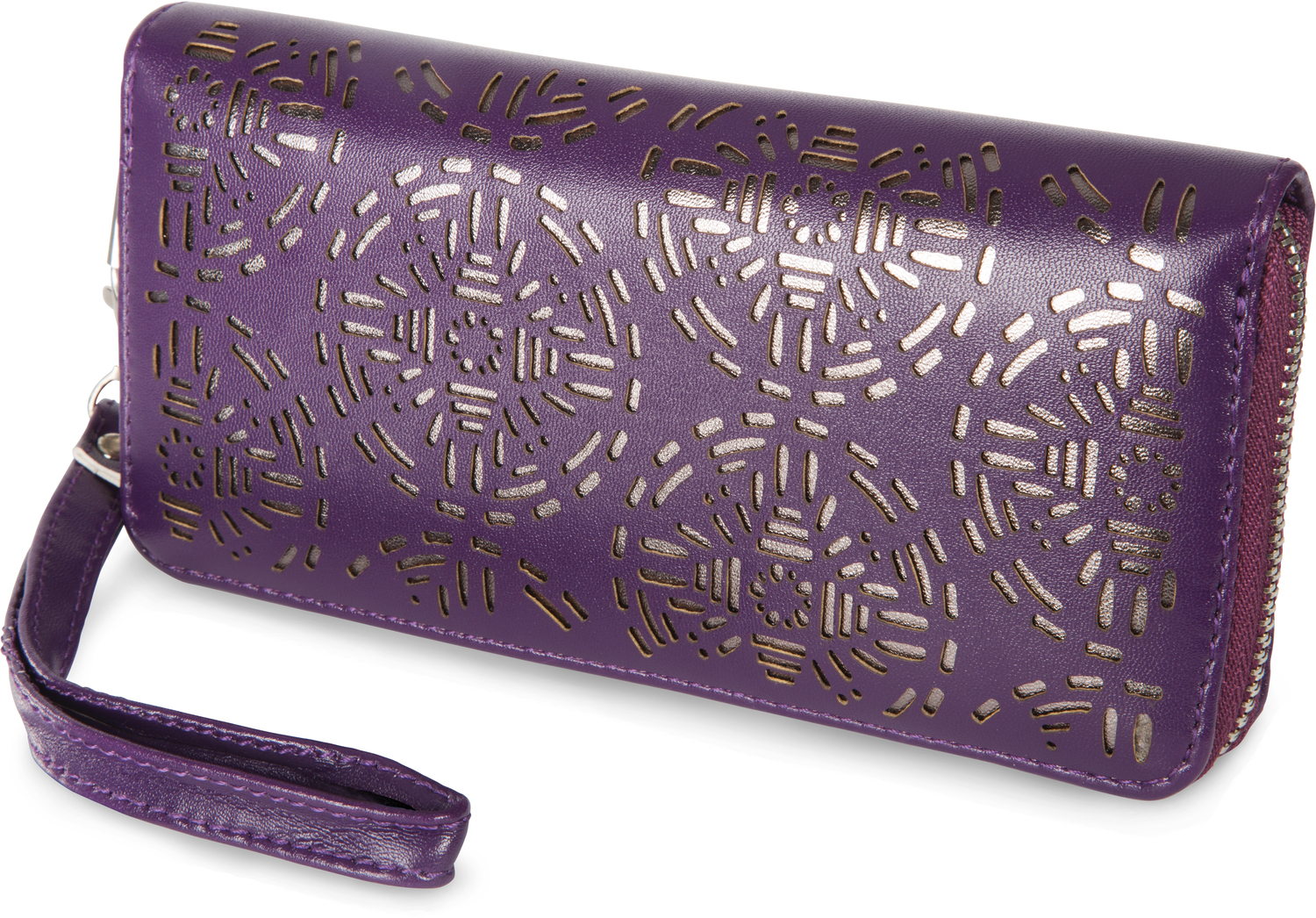Dawn Grape by H2Z Laser Cut Handbags - Dawn Grape - 7.5" x 1" x 3.75" Wallet