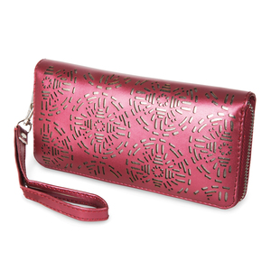 Dawn Cranberry by H2Z Laser Cut Handbags - 7.5" x 1" x 3.75" Wallet
