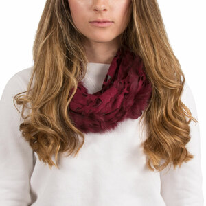 Cranberry by H2Z Scarves - Micro Suede and  Fur Infinity Scarf