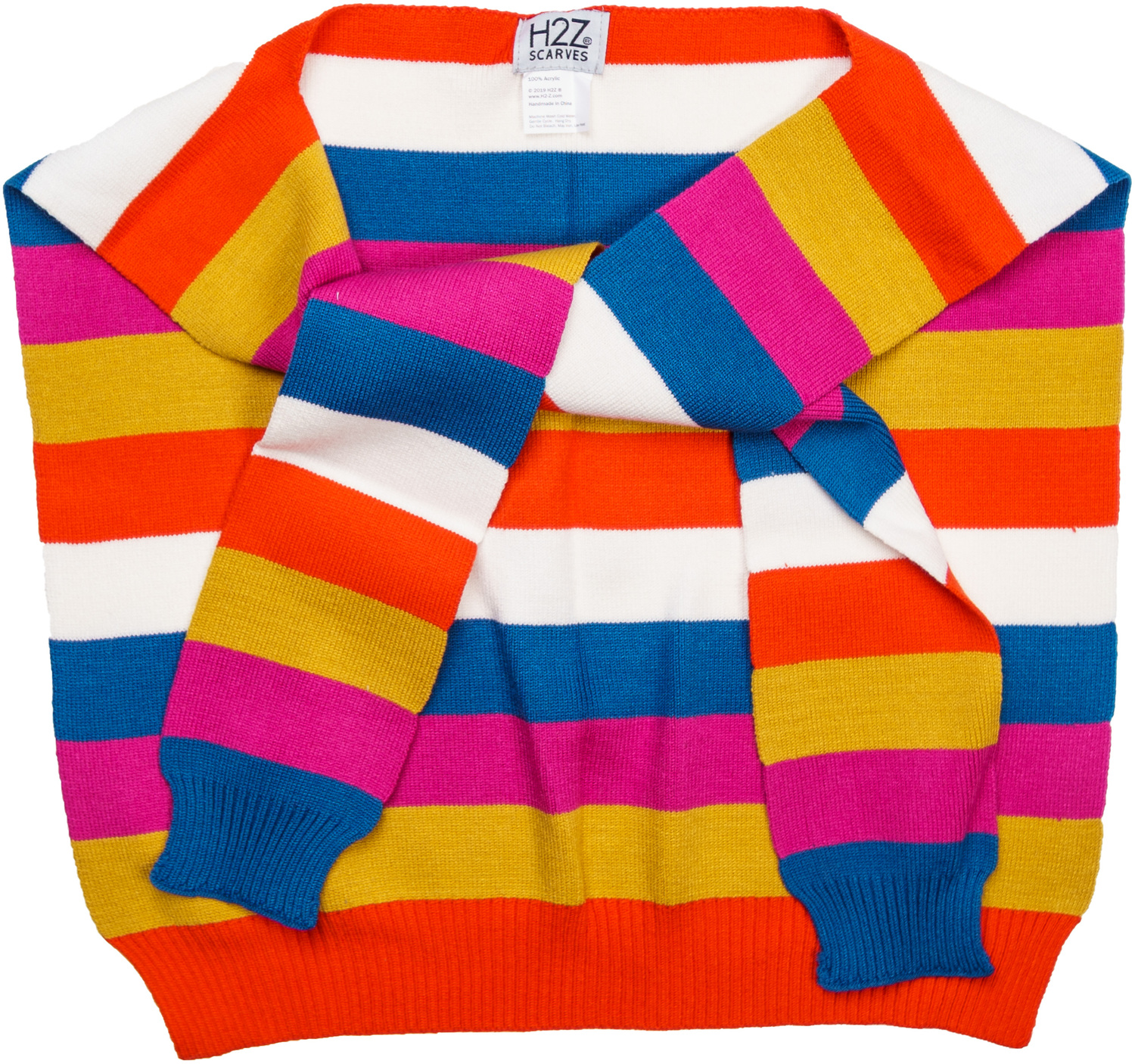 Sorbet Stripes by H2Z Scarves - Sorbet Stripes - 17" x 41" Faux Sweater Scarf
