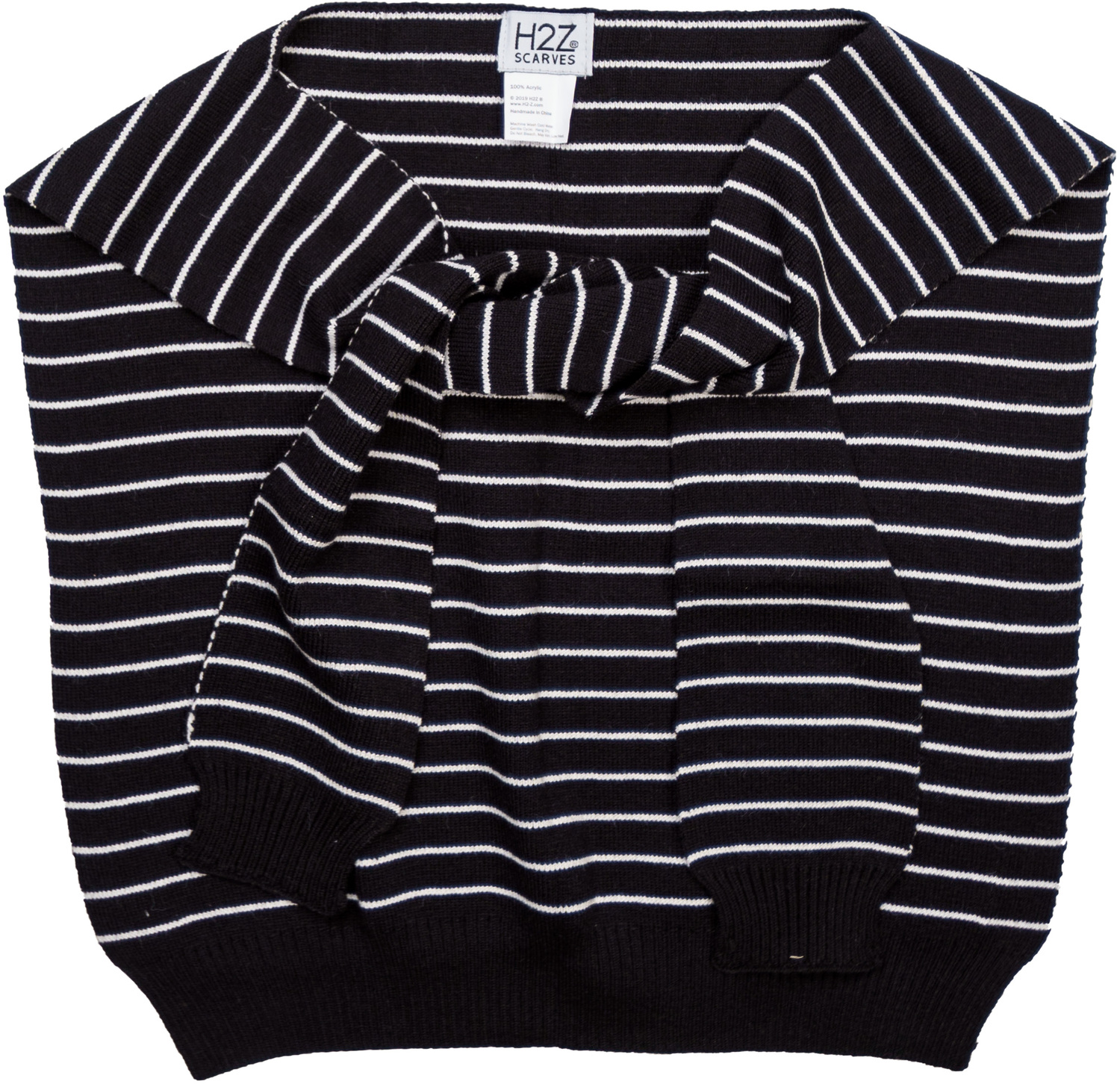 Midnight Stripes by H2Z Scarves - Midnight Stripes - 17" x 41" Faux Sweater Scarf