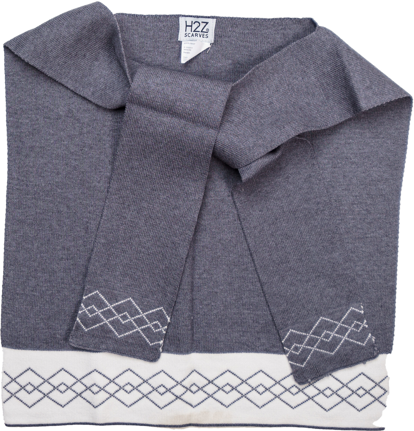Argyle Mist by H2Z Scarves - Argyle Mist - 17" x 41" Faux Sweater Scarf