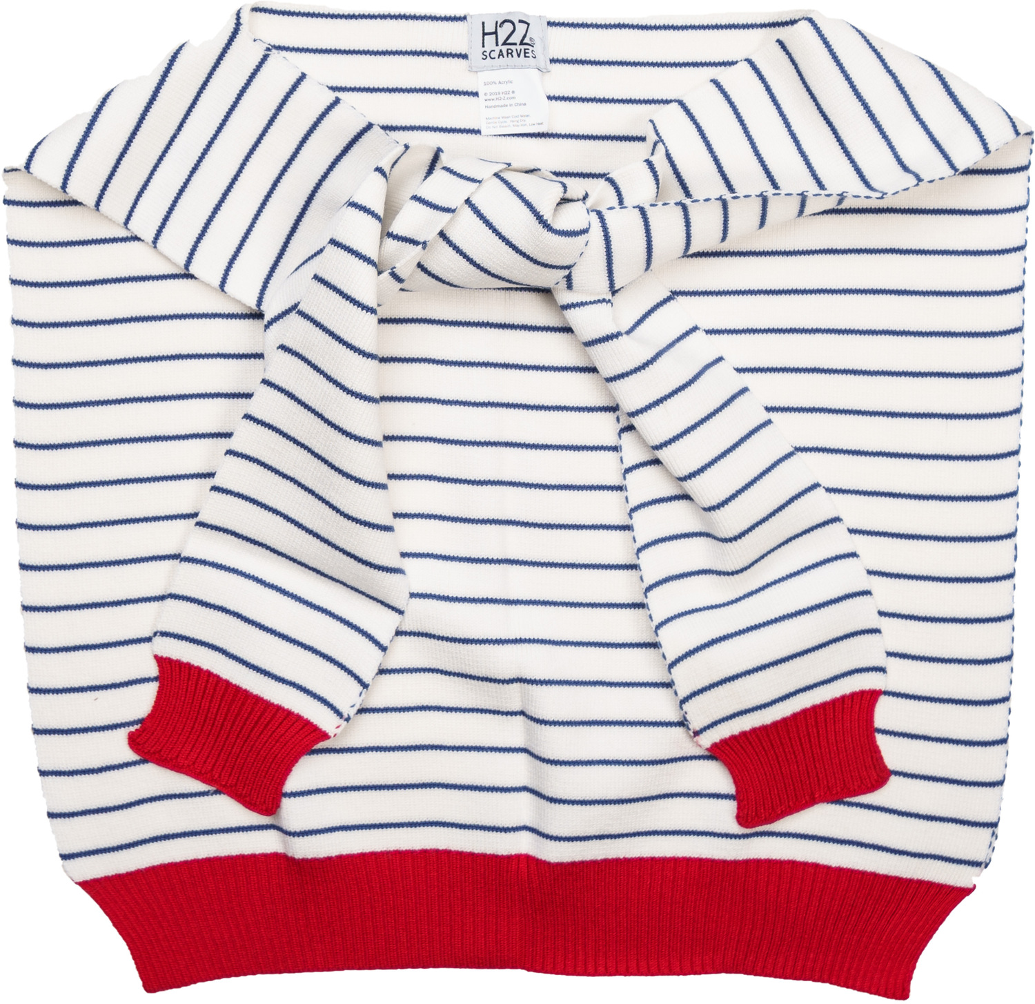 Starboard Stripes by H2Z Scarves - Starboard Stripes - 17" x 41" Faux Sweater Scarf