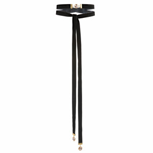 Black by H2Z Velvet - Velvet Tie Choker with Austrian Crystals