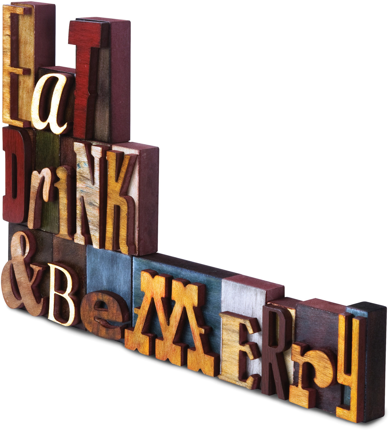 Eat, Drink & Be Merry by Wine All The Time - Eat, Drink & Be Merry - 18" x 12" Wood Block Letters