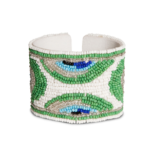 Peacock by Tribal Chic Collection - 2" Beaded Cuff Bracelet