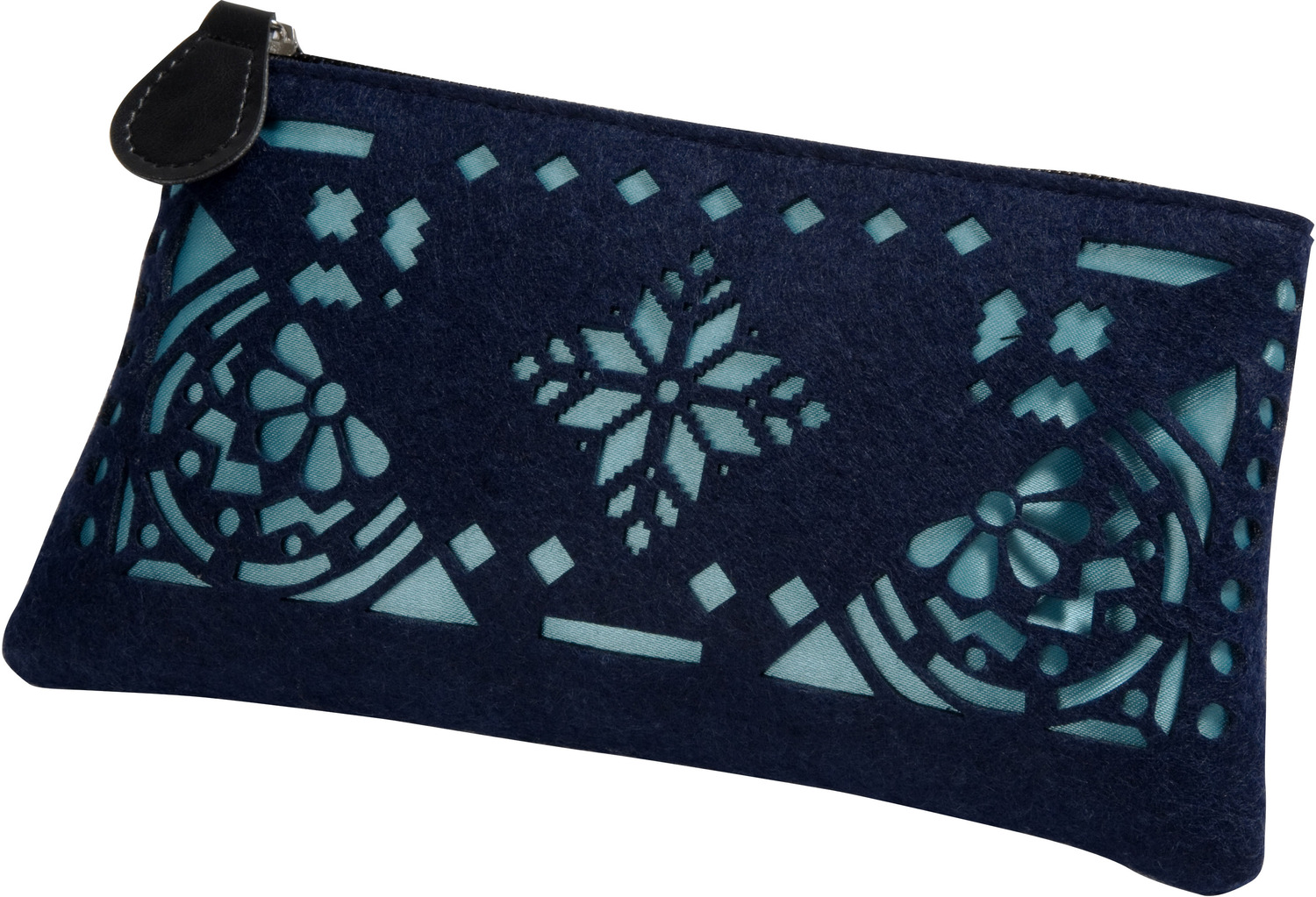 Navy and Aqua by H2Z Felt Accessories - Navy and Aqua - 8" x 0.5" x 4.5" Pouch